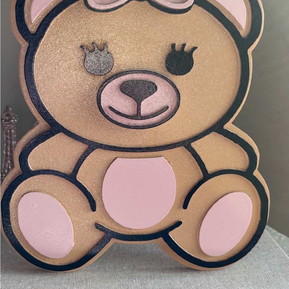 Pink and Tan Bear Vanity Display